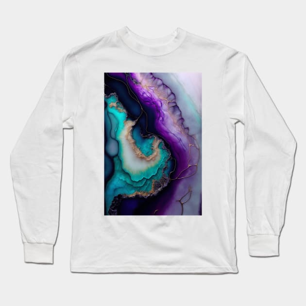 Deep Cyclone - Abstract Alcohol Ink Resin Art Long Sleeve T-Shirt by inkvestor